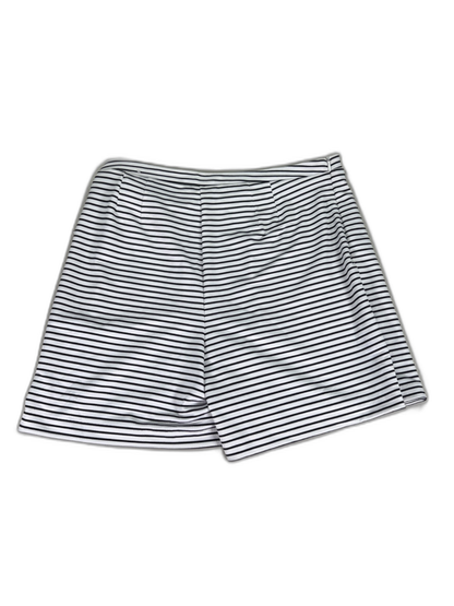 White House Black Market Women's White/Black Striped Faux Front Wrap Skort - 8 image 2