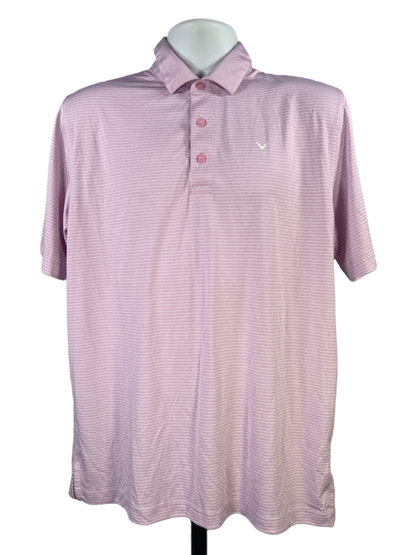 Callaway Men's Light Purple Sriped Short Sleeve Opti Dri Golf Polo Shirt - M