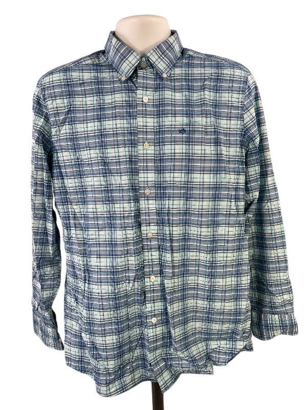 Southern Tide Men's Blue Plaid Intercostal Button Up Shirt - M
