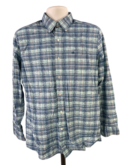 Southern Tide Men's Blue Plaid Intercostal Button Up Shirt - M