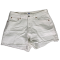 Levi's Women's White Denizen Distressed High Rise Denim Shorts - 12