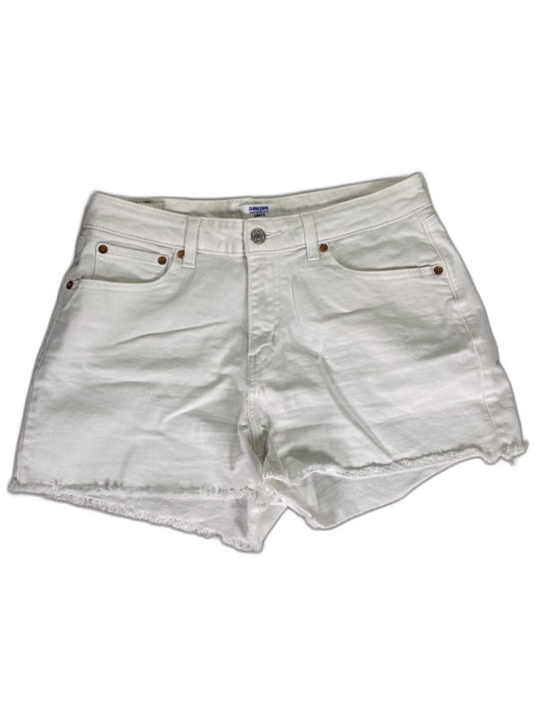 Levi's Women's White Denizen Distressed High Rise Denim Shorts - 12