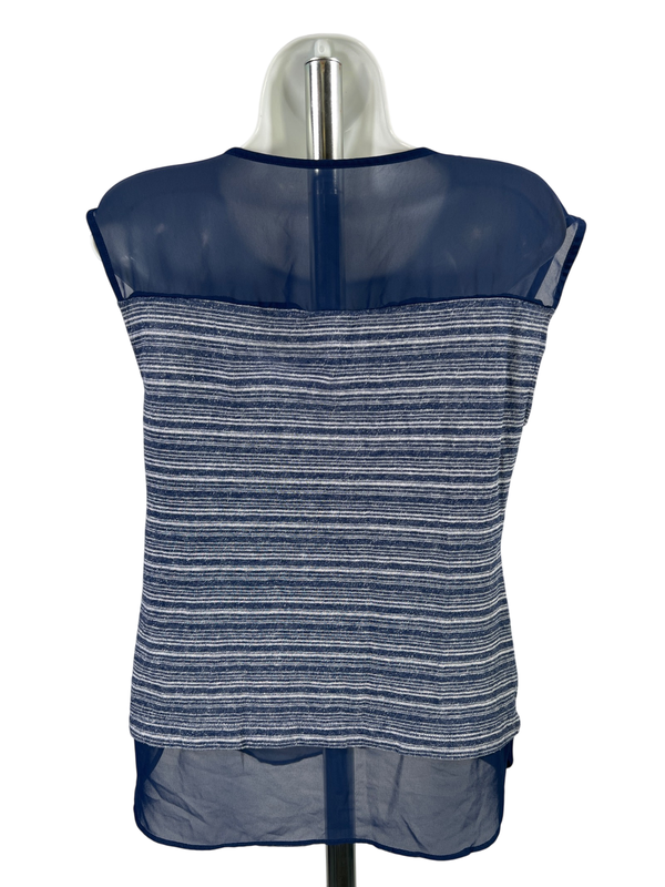 Ann Taylor Women's Blue Sleeveless Mesh Trim Tank Top Blouse - XS image 2
