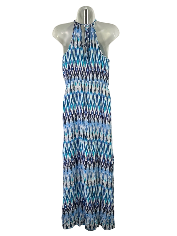 Athleta Women's Blue Ikat Halter Sleeveless Sunset Maxi Dress - S image 2