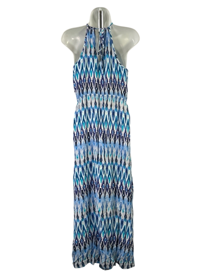 Athleta Women's Blue Ikat Halter Sleeveless Sunset Maxi Dress - S image 2