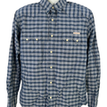Lucky Brand Men's Blue Plaid Snap Button Up Long Sleeve Shirt - L