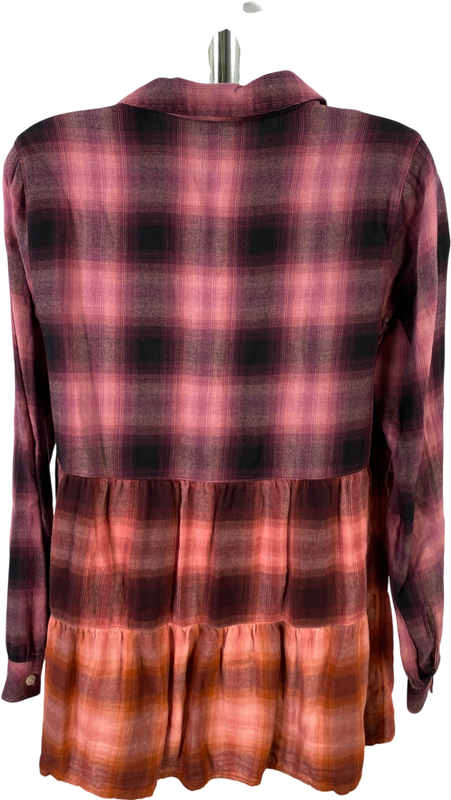 J.Jill Women’s Purple Plaid Long Sleeve Tiered Button Up Blouse - XS image 2