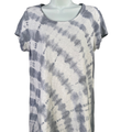 Pure J Jill Women's Blue/White Elliptical Scoop Neck Short Sleeve Tee Shirt - XS