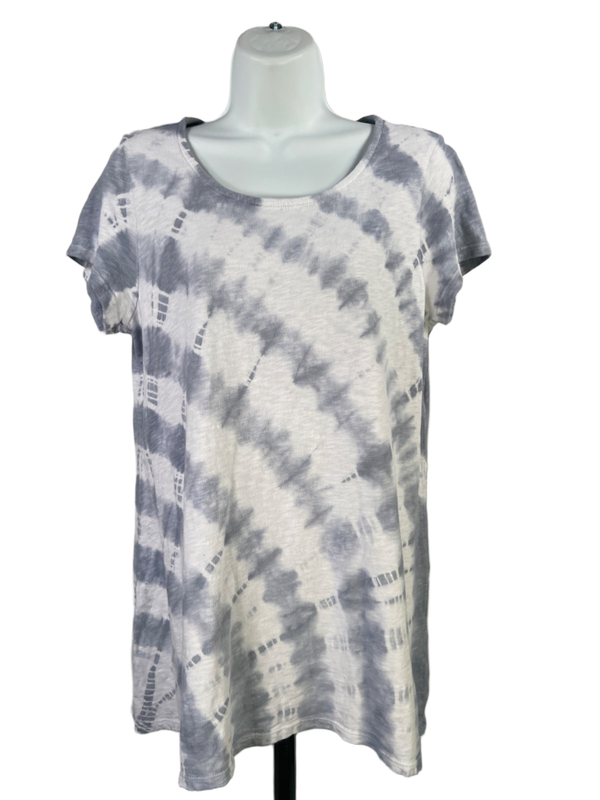 Pure J Jill Women's Blue/White Elliptical Scoop Neck Short Sleeve Tee Shirt - XS
