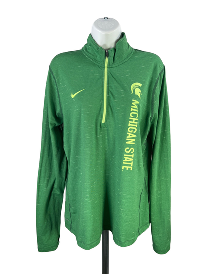 Nike Women's Green Michigan State University Long Sleeve Quarter Zip Jacket - XL