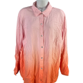 J Jill Women's Pink/Orange Linen Blend Long Sleeve Button Up Shirt - 2X Plus