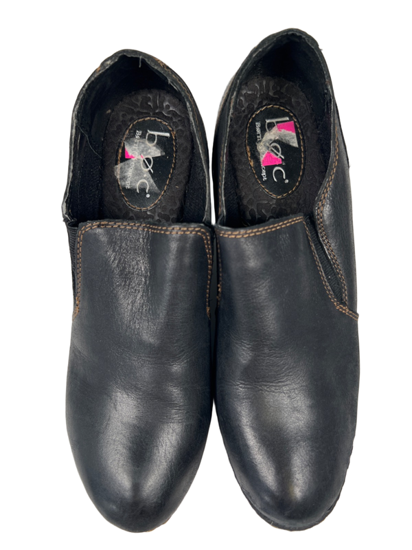 BOC Born Concept Women's Black Leather Slip On Wedge Peggy Clogs - 7.5 image 3