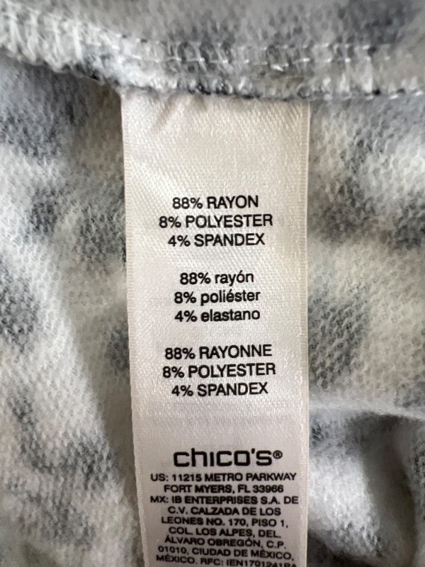 Chico's Women's White/Black Animal Print 3/4 Sleeve Shirt - 1/US M image 4