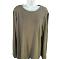 Well Worn Women's Green Pointelle Long Sleeve Tee Shirt - XXL