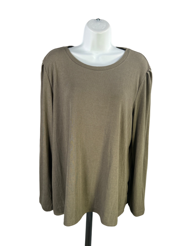 Well Worn Women's Green Pointelle Long Sleeve Tee Shirt - XXL