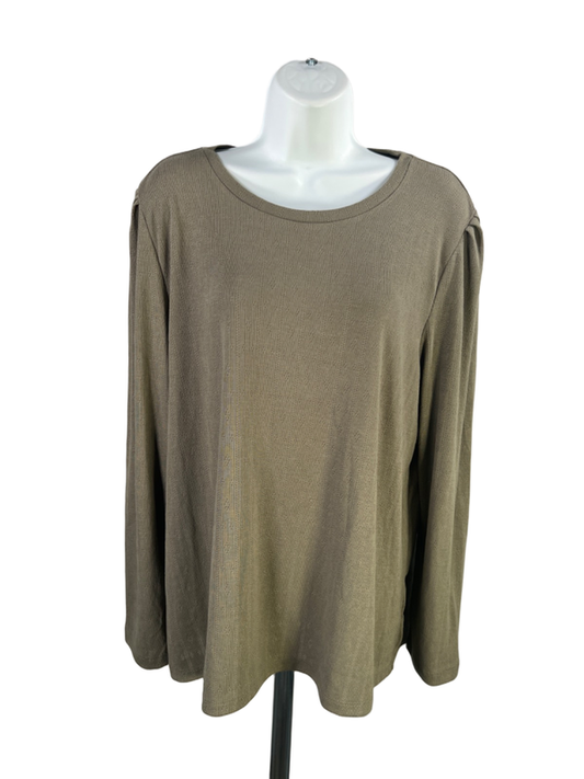 Well Worn Women's Green Pointelle Long Sleeve Tee Shirt - XXL