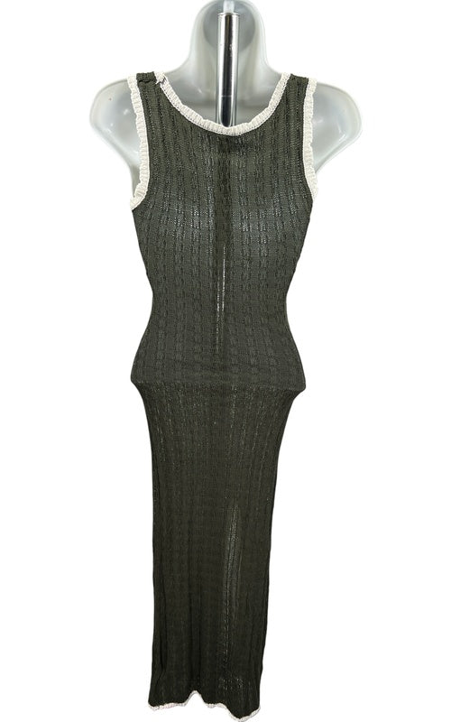 NEW Cider Women’s Dark Green Knit Sleeveless Sweater Dress - XS image 3