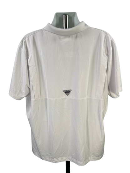 Columbia Men's White U of M Michigan PFG Omni-Shade Short Sleeve Polo - XXL image 2