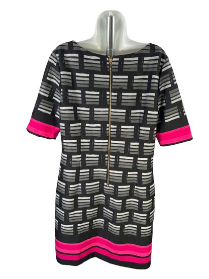 Eliza J Women's Black/Pink Geometric Half Sleeve Lined Midi Dress - 14 image 2