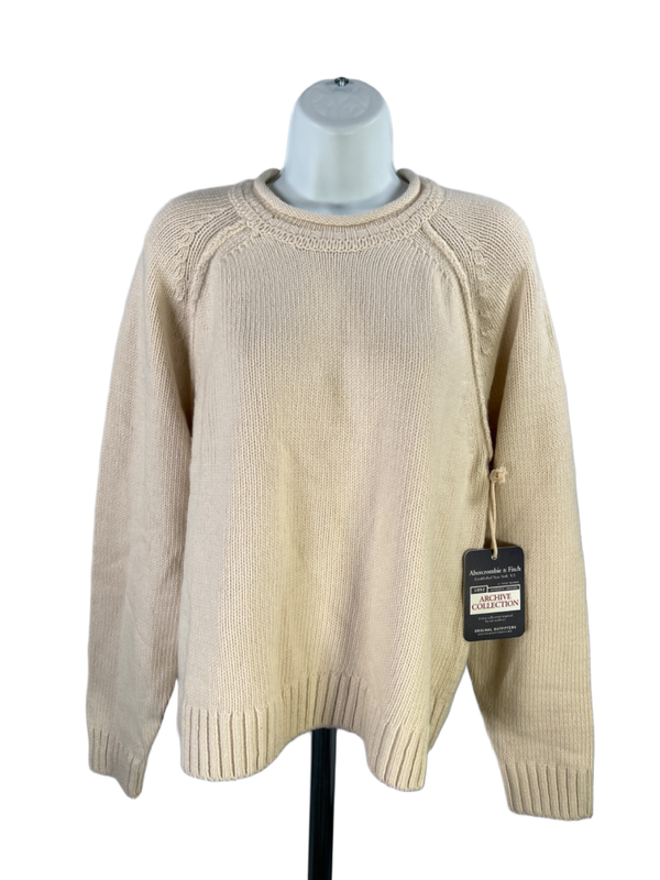 Abercrombie & Fitch Women's Beige/Ivory Wool Blend Long Sleeve Sweater - S