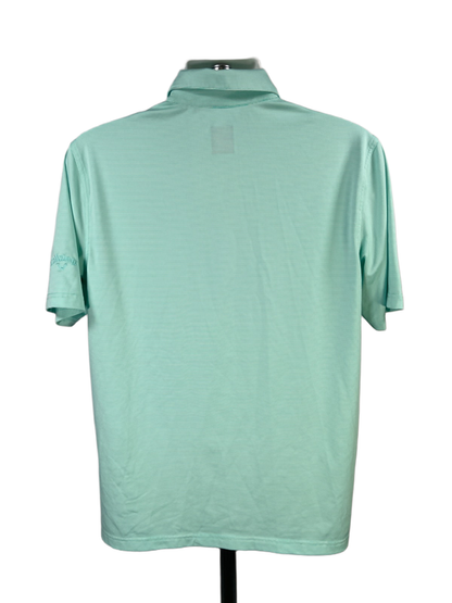 Callaway Men's Teal Blue Striped Opti-Dri Short Sleeve Golf Polo - M image 2