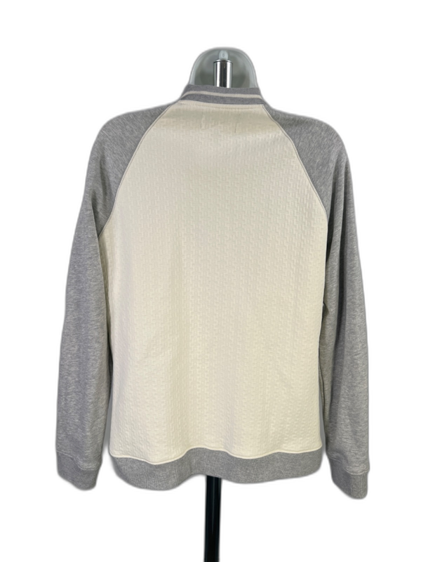 Lands End Women's White/Gray Long Sleeve Full Zip Sweatshirt Jacket - M image 2