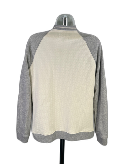 Lands End Women's White/Gray Long Sleeve Full Zip Sweatshirt Jacket - M image 2