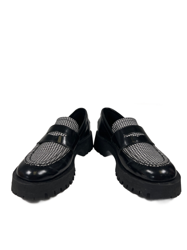 Steve Madden Women's Black/White Lawrence Houndstooth Chunky Loafers - 6 image 6
