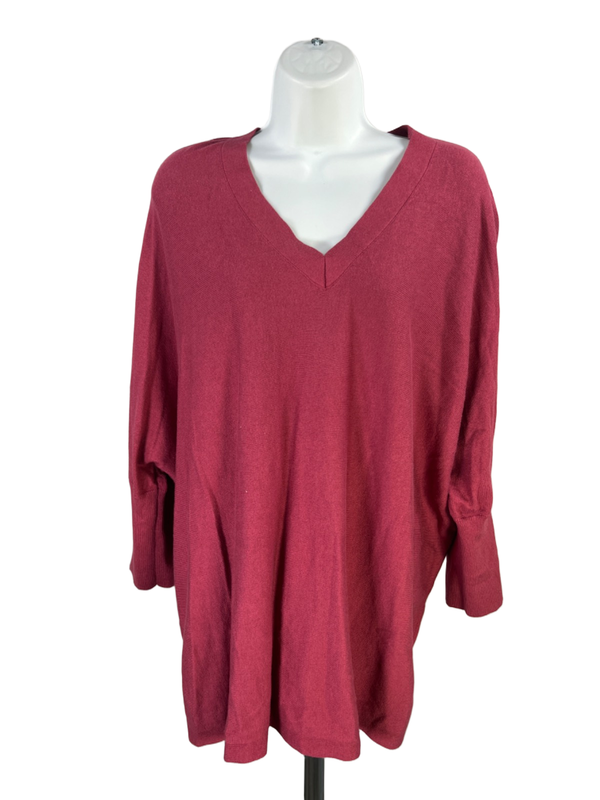 Pure J.Jill Women's Red 3/4 Sleeve V-Neck Sweater - L