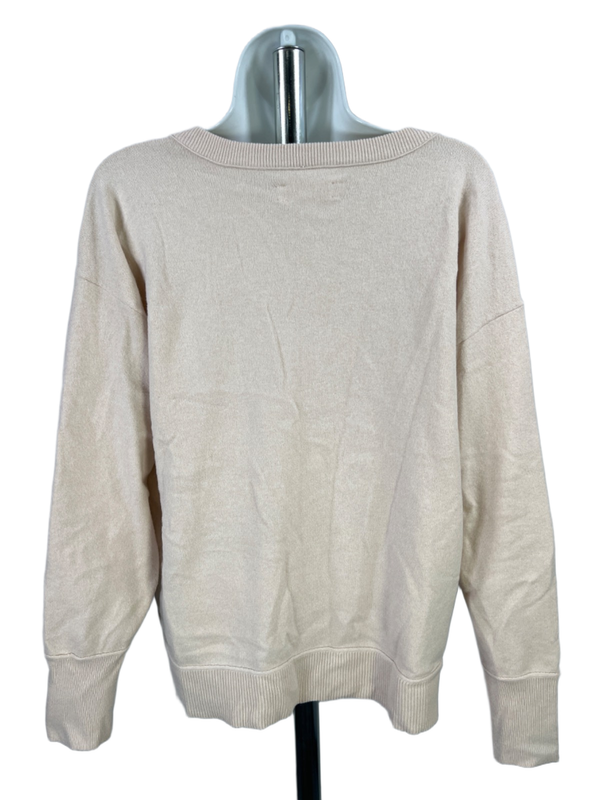 Lucky Brand Women's Beige/Cream V Neck Long Sleeve Sweater - M image 2