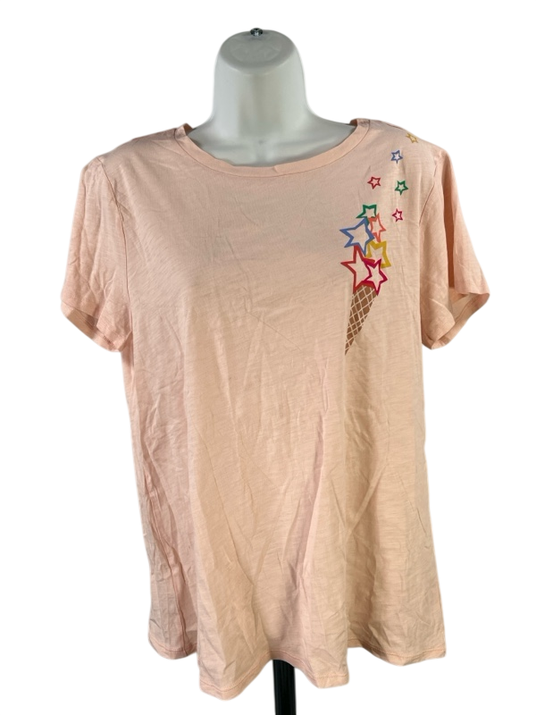 LOFT Women's Pink Graphic Short Sleeve T-Shirt - L