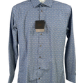 14th & Union Men's Blue Floral Stretch Trim Fit Long Sleeve Button Up Shirt - M