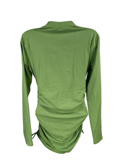 Athleta Women's Green Long Sleeve Side Ruched 1/2 Zip Athletic Shirt - M image 2