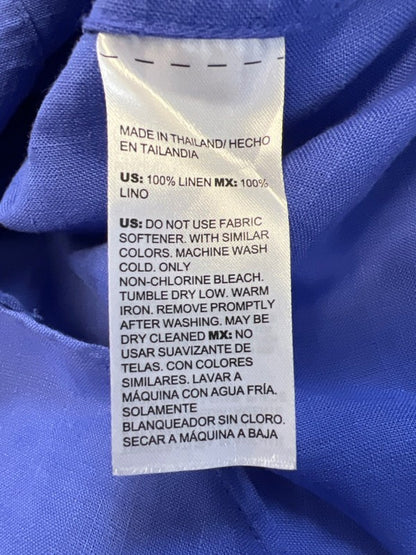 Chico's Women's Blue Linen Elbow Sleeve Button Up Shirt - 0/US 4 image 4