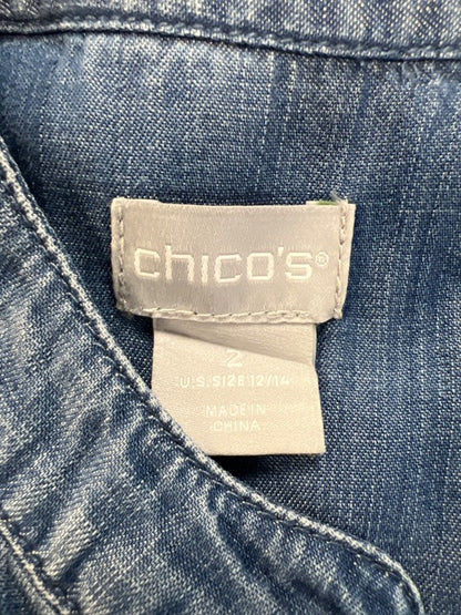 Chico's Women's Blue Chambray 3/4 Sleeve Mini Dress - 2/US 12-14 image 3