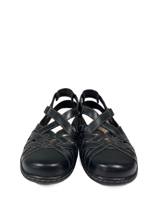 Clarks Women's Black Leather Cora Dream Closed Toe Slingback Sandals - 8.5 image 2