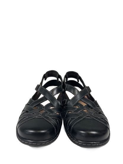 Clarks Women's Black Leather Cora Dream Closed Toe Slingback Sandals - 8.5 image 2