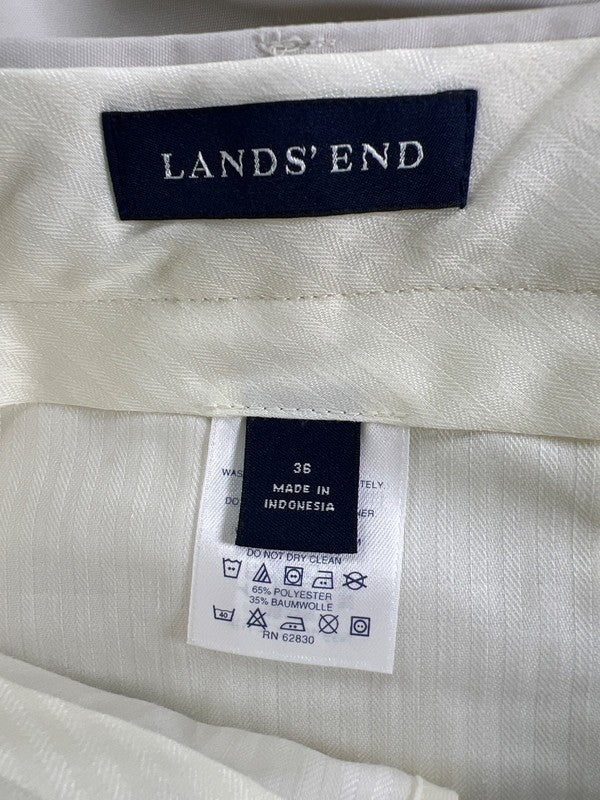 Lands End Men's Light Beige Pleated Front Straight Leg Dress Pants - 36x30 image 3