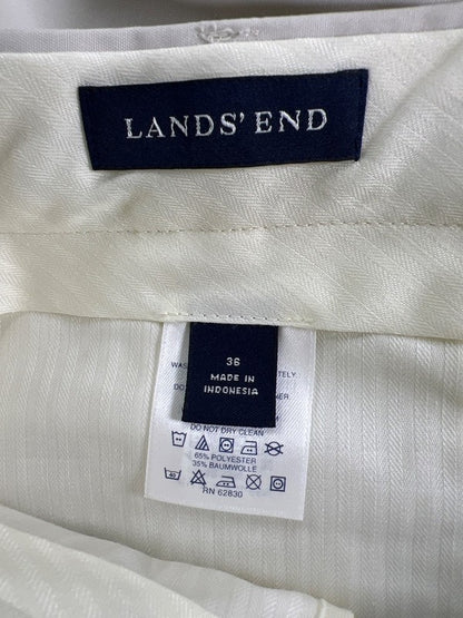 Lands End Men's Light Beige Pleated Front Straight Leg Dress Pants - 36x30 image 3