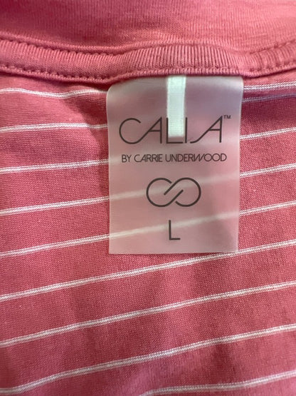 Calia Women’s Pink Striped High-Low Long Sleeve T-Shirt - L image 3