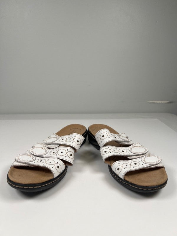 Clarks Collection Women's White Leisa Cacti Strappy Hook-And-Loop Sandals - 9 image 6