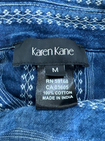 Karen Kane Women's Blue Embroidered Long Sleeve Button Up Blouse - M image 3