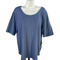 Croft & Barrow Women's Blue Scoop Neck Classic Short Sleeve Tee Shirt - XL