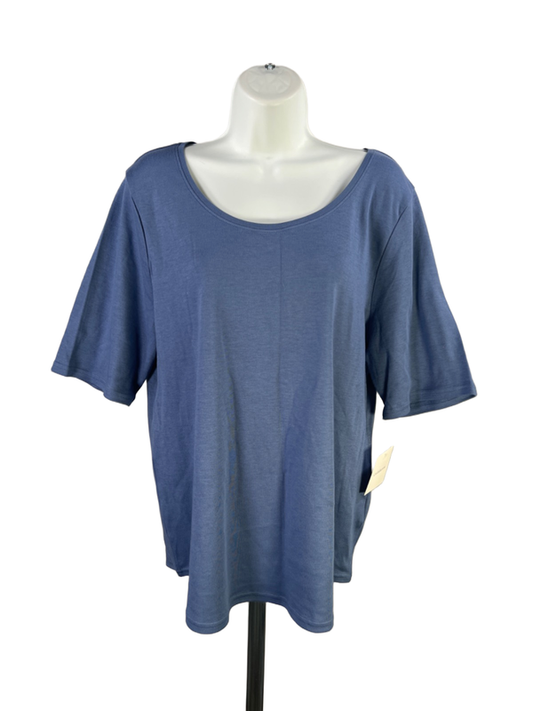 Croft & Barrow Women's Blue Scoop Neck Classic Short Sleeve Tee Shirt - XL