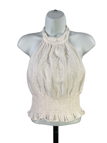 Abercrombie & Fitch Women's White Halter Smocked Waist Sleeveless Top - M