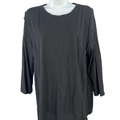 J. Jill Women's Black 3/4 Sleeve Crewneck T-Shirt - L