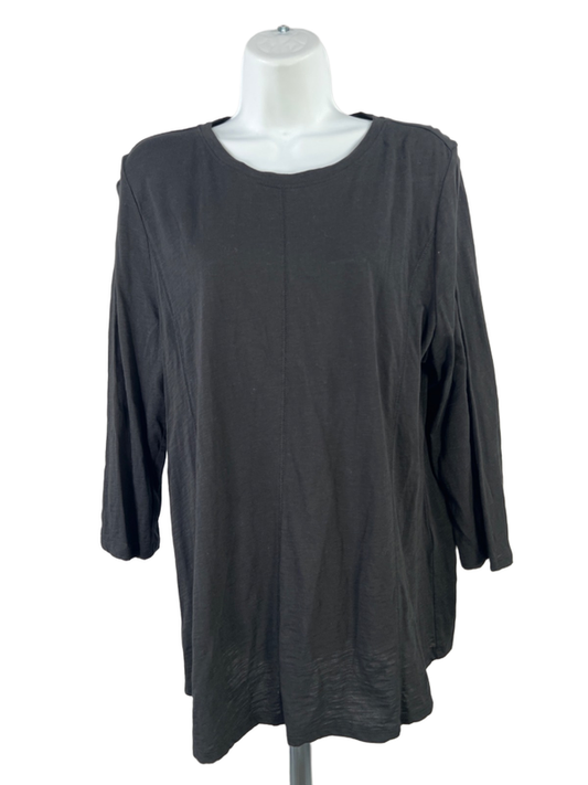J. Jill Women's Black 3/4 Sleeve Crewneck T-Shirt - L