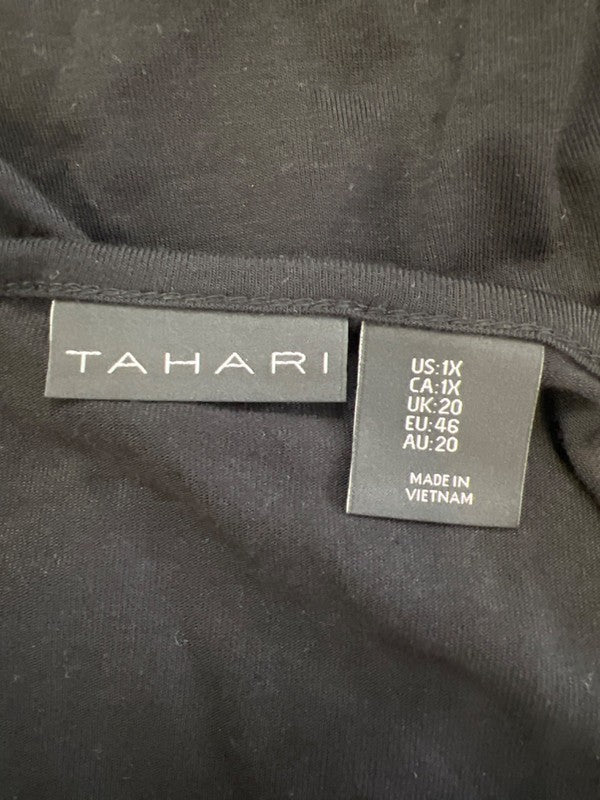 Tahari Women's Black Mesh Cut Out 3/4 Sleeve Shirt - 1X image 3