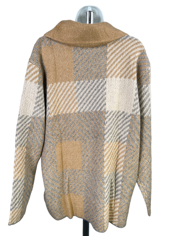 Coldwater Creek Women's Gray/Tan Knit Long Sleeve Cowl Neck Sweater - XL image 2