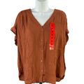 Orvis Women's Brown Short Sleeve Button Up Shirt - M